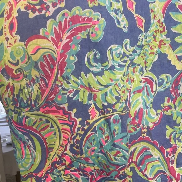 Lily Pulitzer large linen caftan Paisley Print Dress - Picture 5 of 7